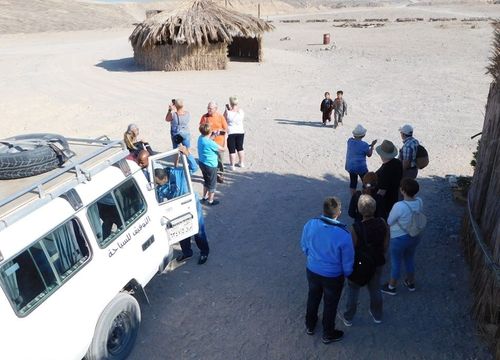 Desert Jeep Safari from Sahl Hasheesh: Bedouin Village Tour, Camel Trekking & BBQ